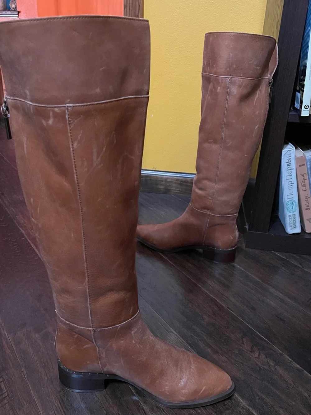Franco Sarto Brown Over-the-Knee Wide Calf Leather Boots